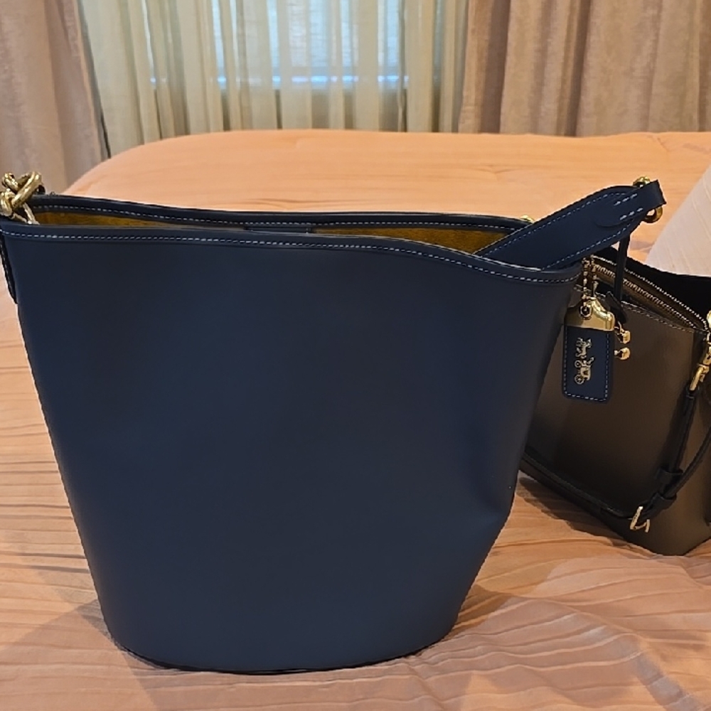 Coach Navy Blue Bucket Bag